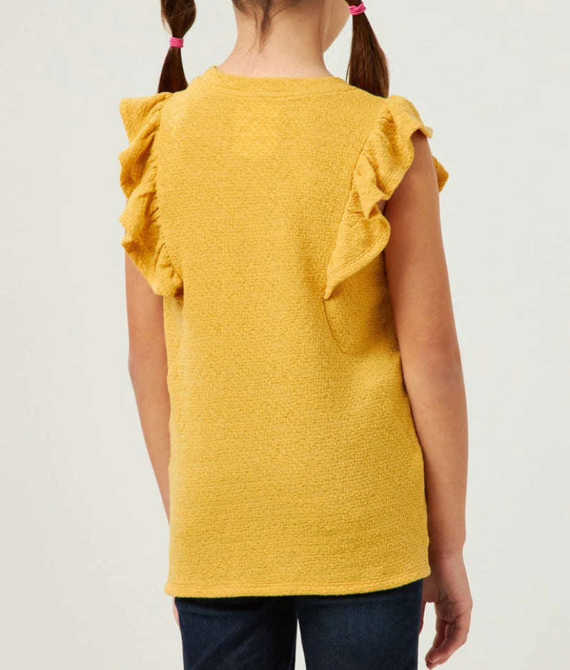 Hayden Mustard Ruffle Top 5557