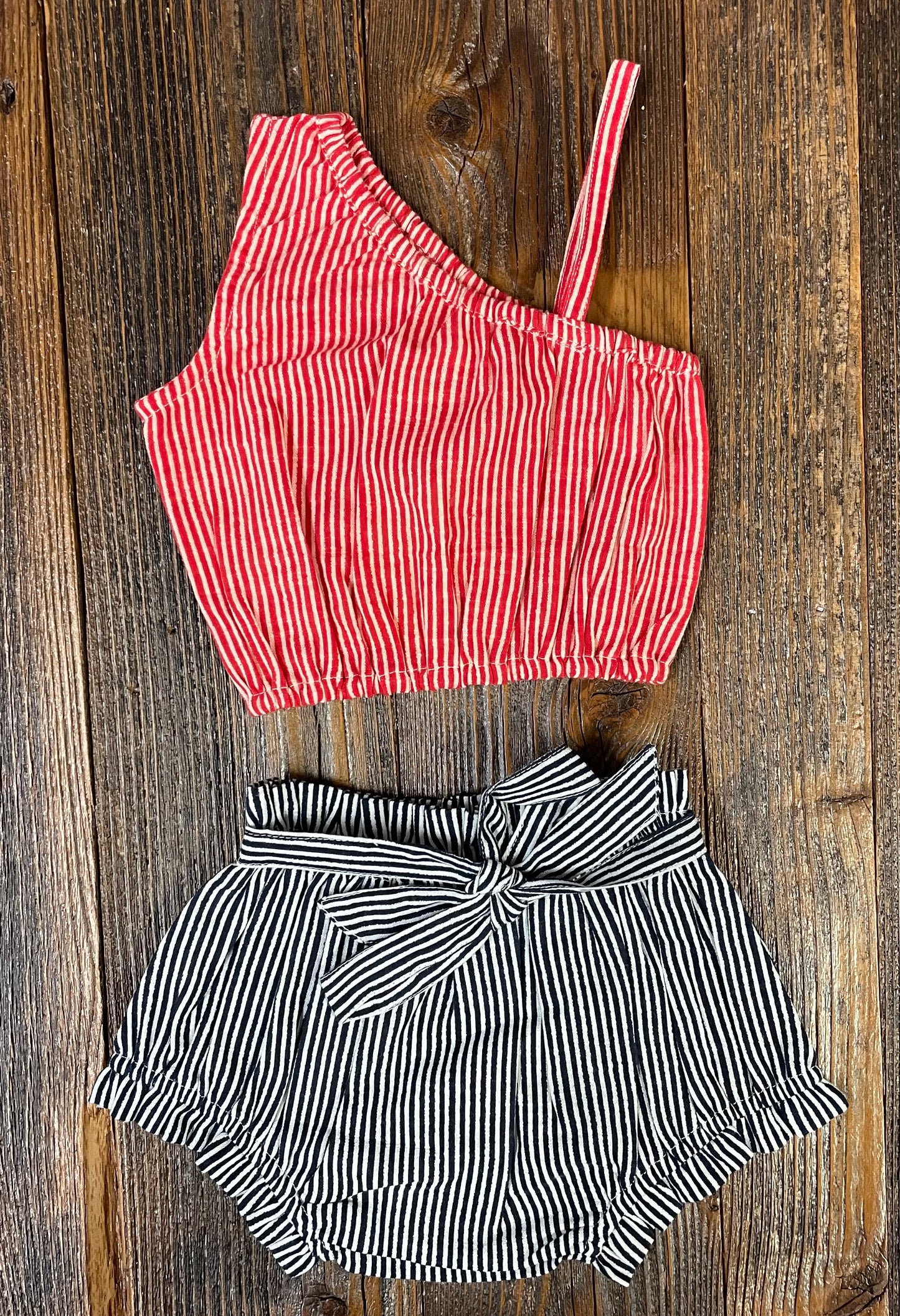 YB Red/Navy Striped 2 piece Bloomer Set