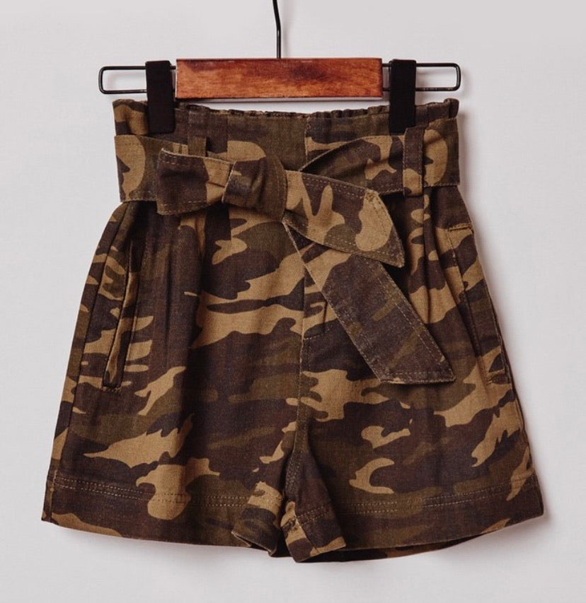 Hayden Girls Paperbag Camo Shorts 9090