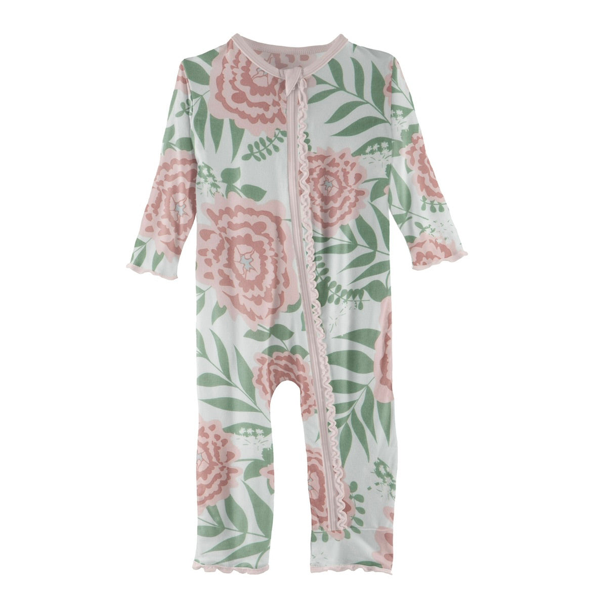 Kickee Pants Fresh Air Florist Print Muffin Ruffle Coverall with Zipper