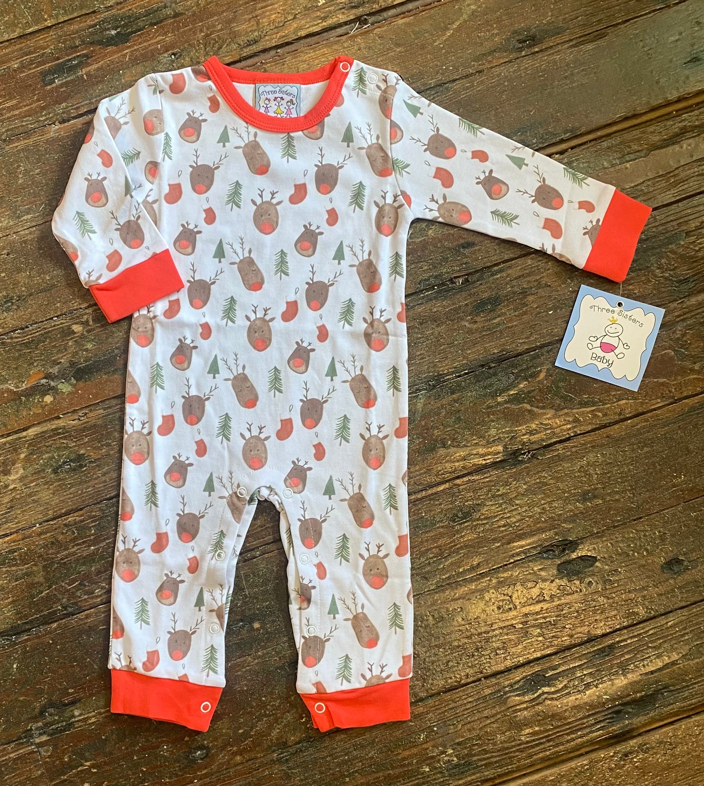 Three Sisters Reindeer Friends Boy Romper