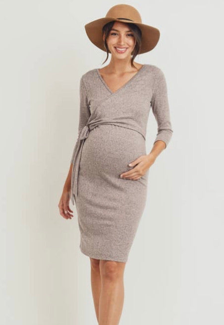 Brushed Hacci Maternity & Nursing Dress