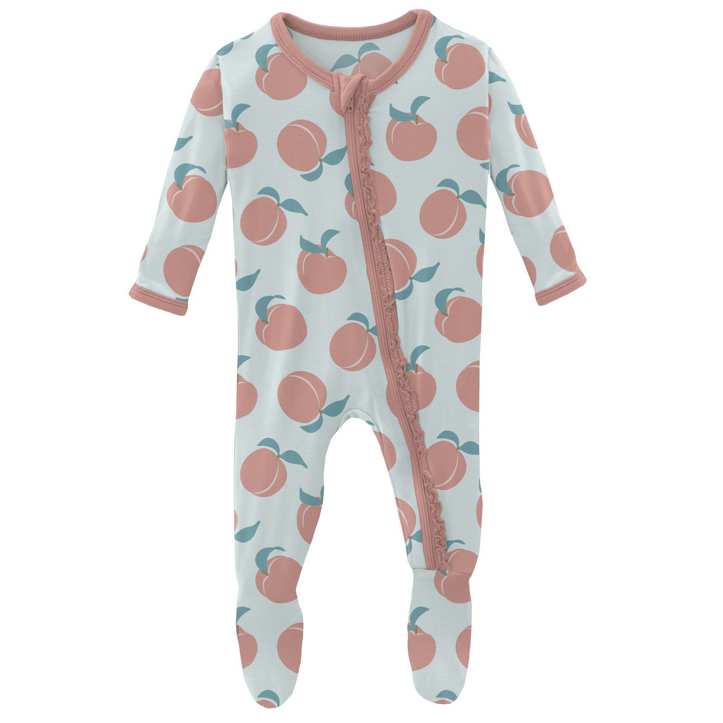 Kickee Pants Fresh Air Peaches Muffin Ruffle Footie with Zipper