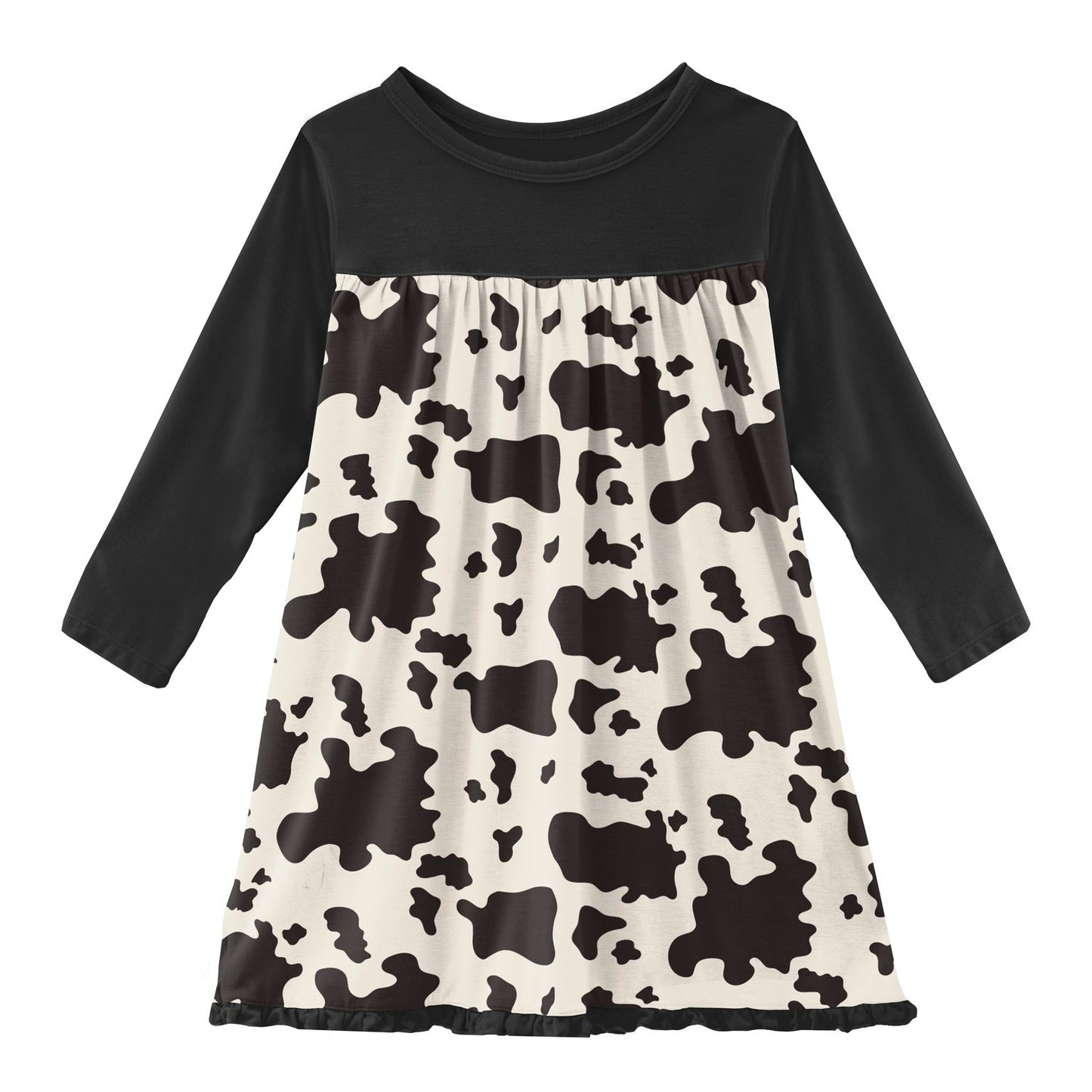 Kickee Pants Cow Print Classic Long Sleeve Swing Dress