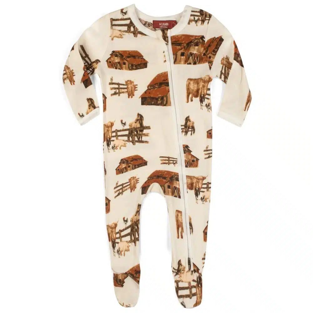 Milkbarn Homestead Organic Zipper Footed Romper