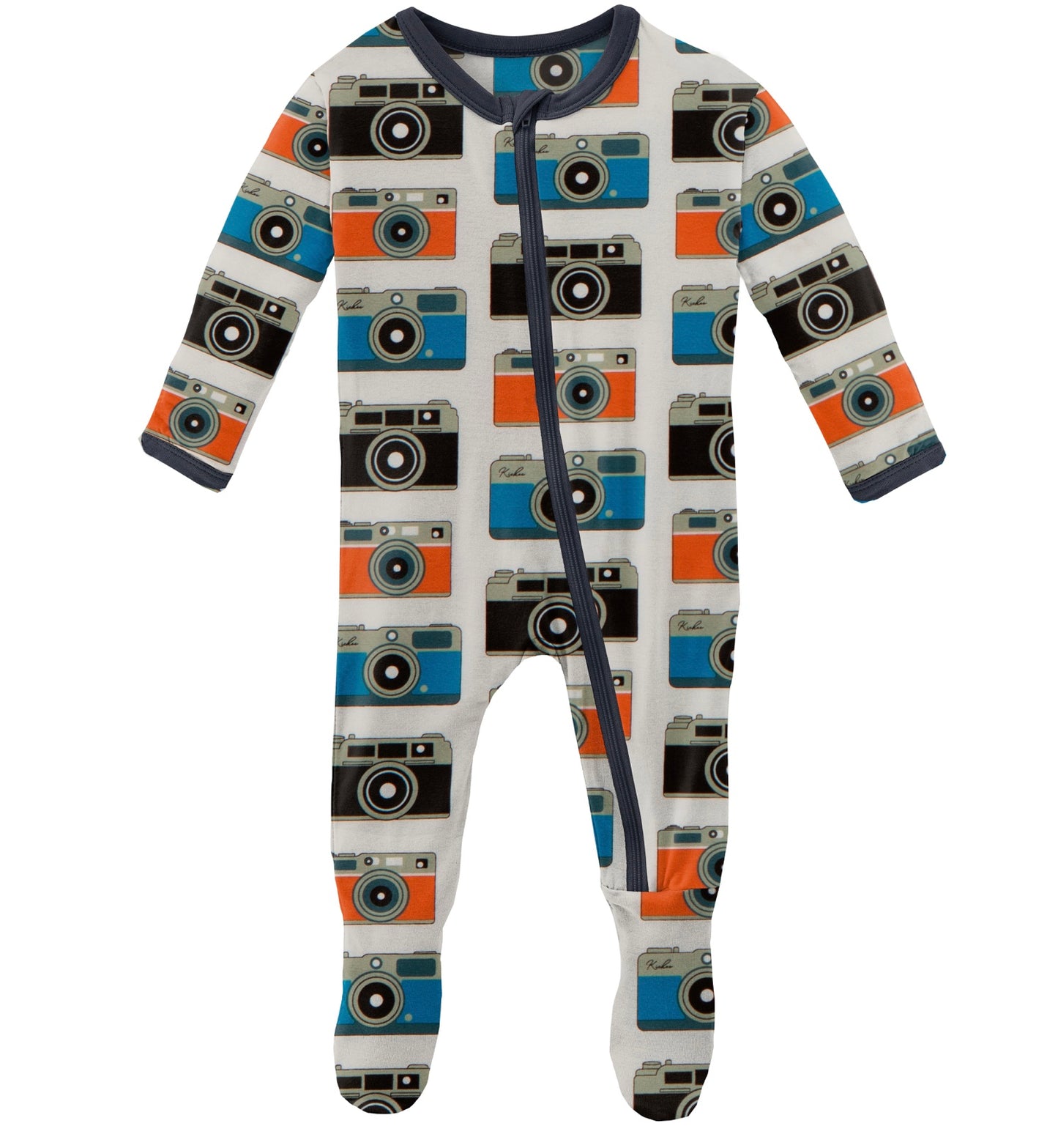 Kickee Pants Mom’s Camera Print Footie with Zipper