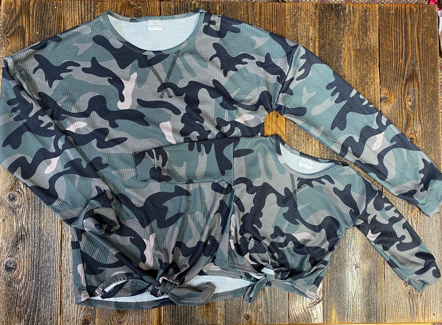 Camo Waffle Tie Top