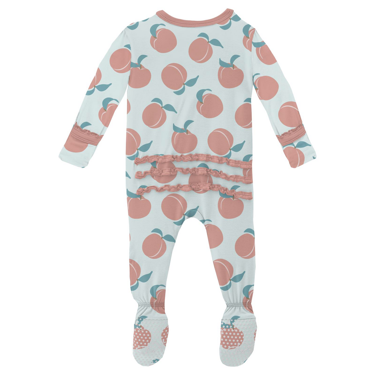 Kickee Pants Fresh Air Peaches Muffin Ruffle Footie with Zipper