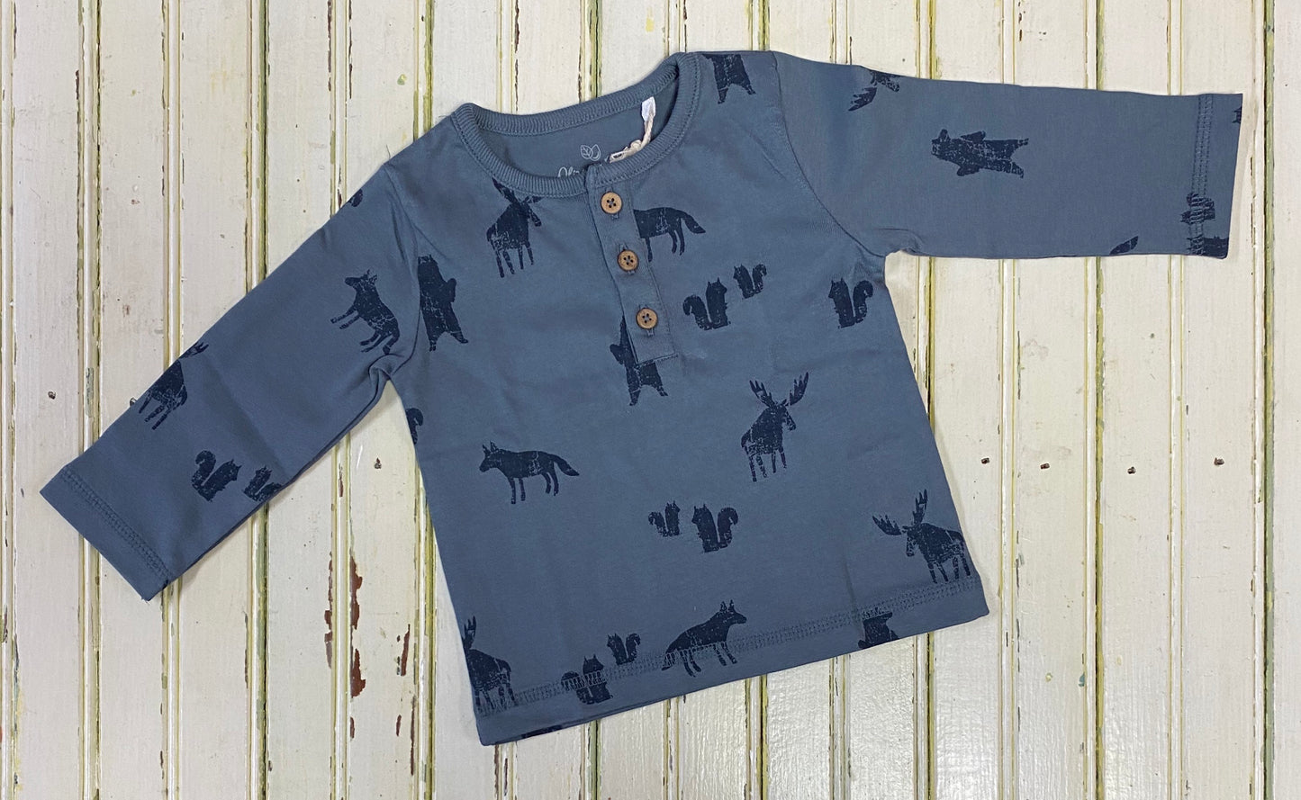 Wolf Print Henley Tee
