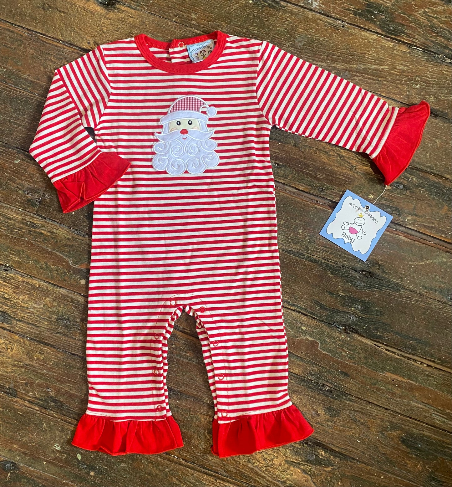 Three Sisters Santa Appliqué Ruffle Romper