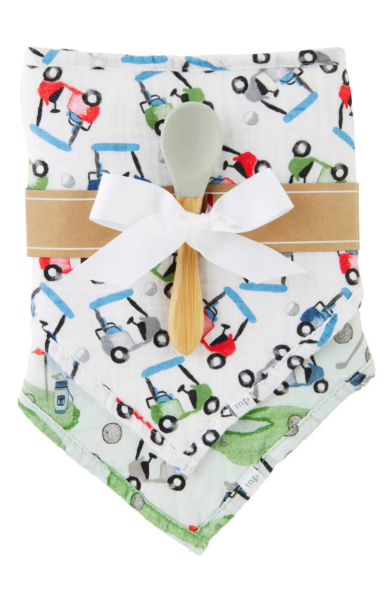 Mudpie Muslin Bandana Bib Set With Spoon