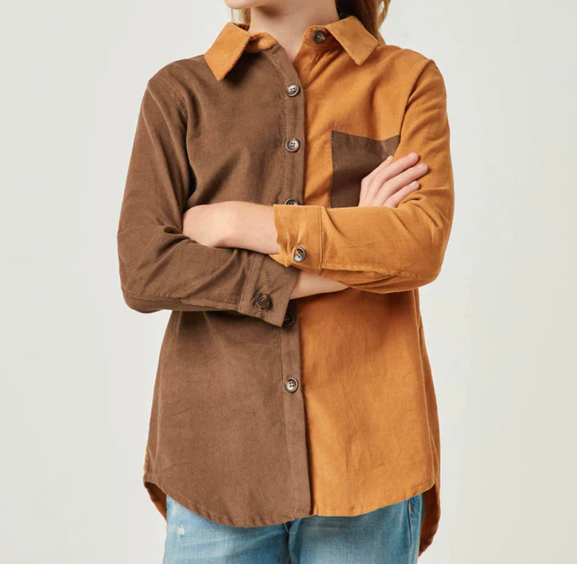 Hayden Color Block Corduroy Shirt 5303