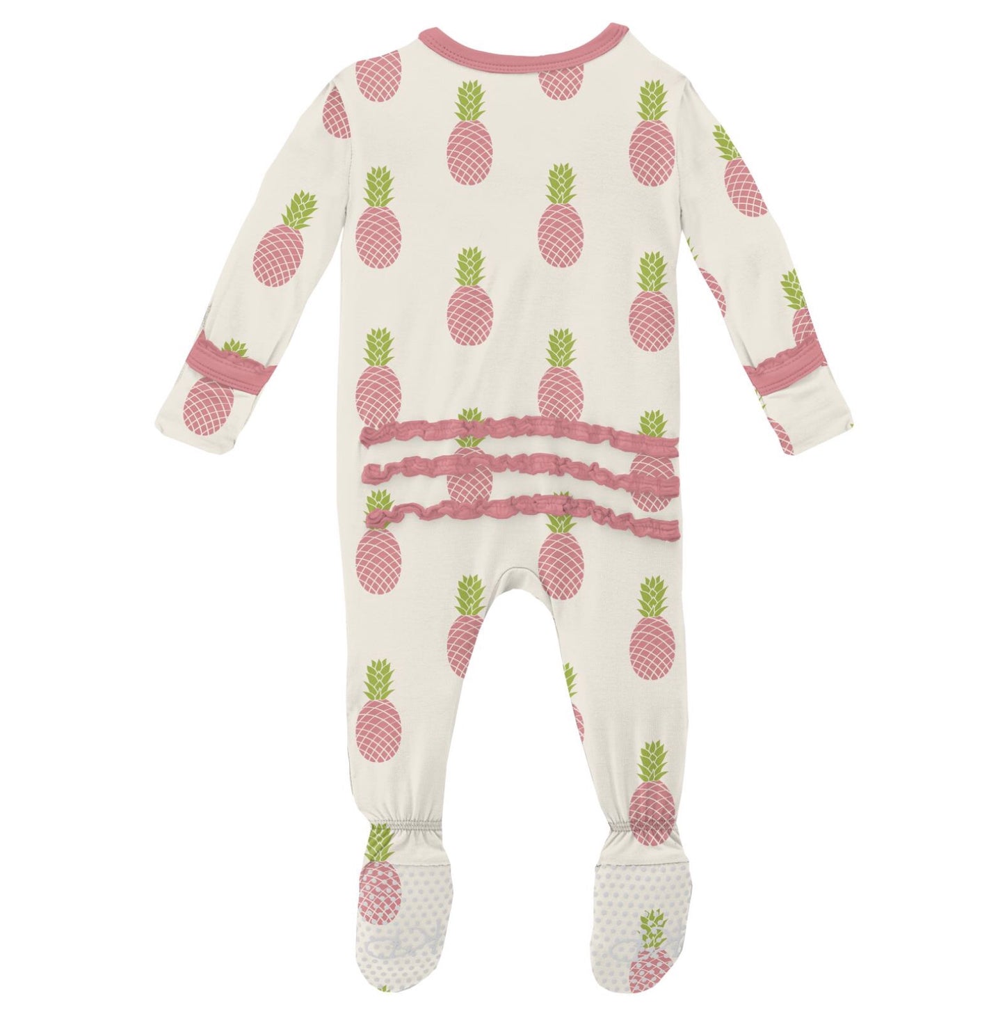 Kickee Pants Strawberry Pineapples Muffin Ruffle Footie with Zipper