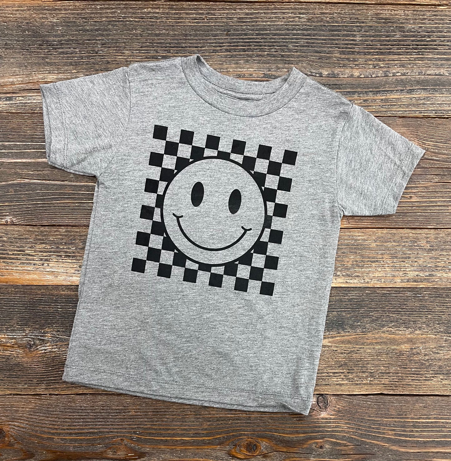 Grey Check Smiley Tee