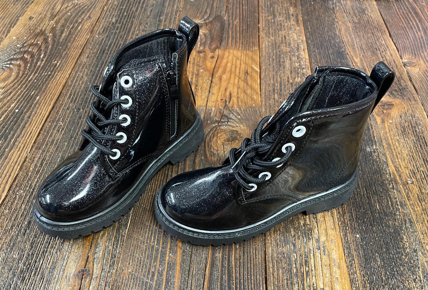 Black Sparkle Combat Boots