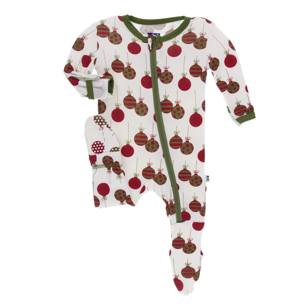 Kickee Pants Natural Ornaments Footie with Zipper