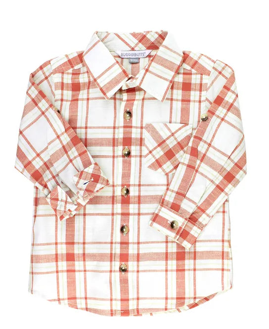 RuggedButts Burnt Sienna Plaid Button Down Shirt