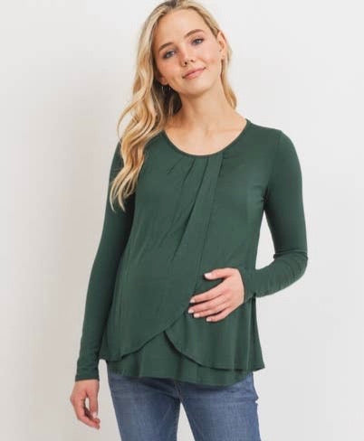 Rayon Jersey Layered Maternity & Nursing Top