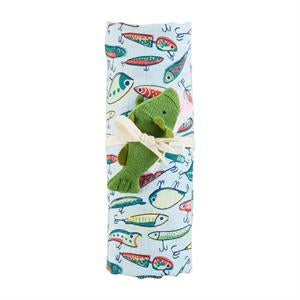 Mudpie Swaddle & Rattle Set