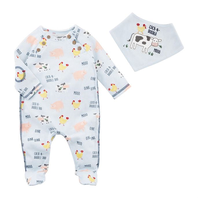 Mudpie Boy Cow Sleeper + Bib