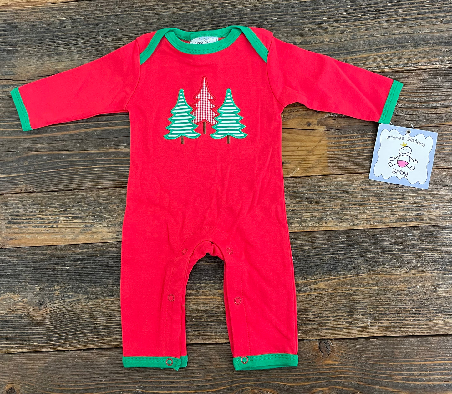 Three Sisters Striped/Plaid Christmas Tree Romper