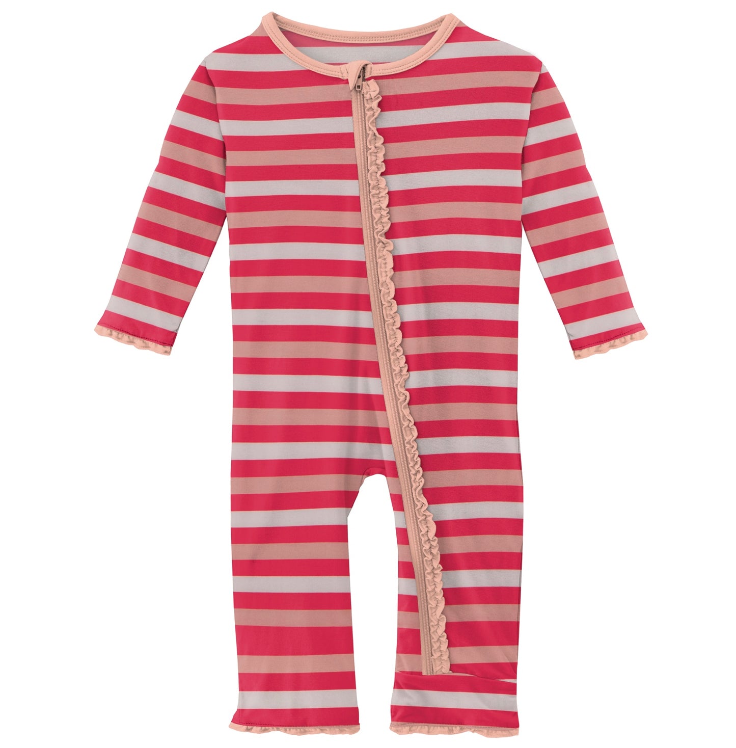 Kickee Pants Hopscotch Stripe Print Muffin Ruffle Coverall with Zipper