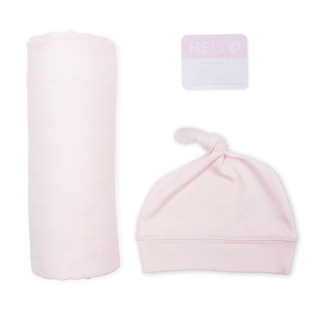 Hello World Hat, Swaddle & Sticker Set
