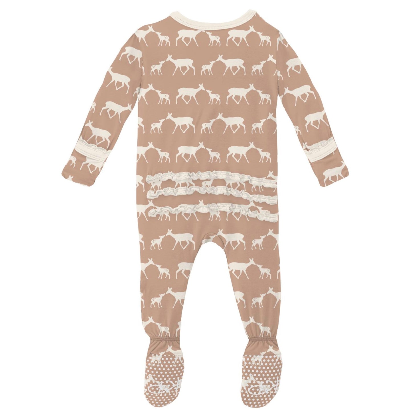 Kickee Pants Doe and Fawn Muffin Ruffle Footie with Zipper