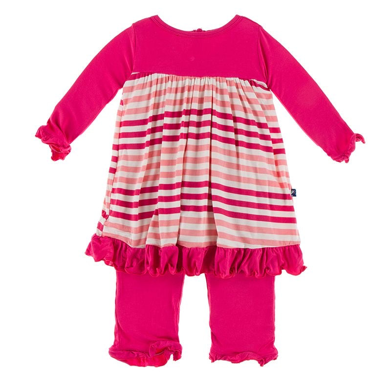 Kickee Pants Forest Fruit Stripe Print Long Sleeve Dress Romper