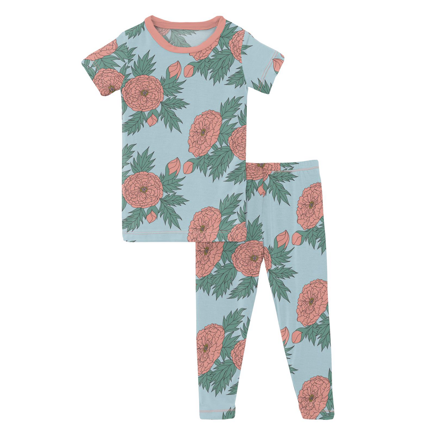Kickee Pants Spring Sky Floral Short Sleeve PJ Set