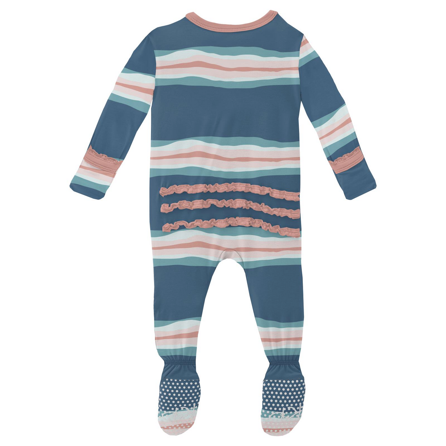 Kickee Pants Abstract Prismatic Spring Muffin Ruffle Footie with Zipper