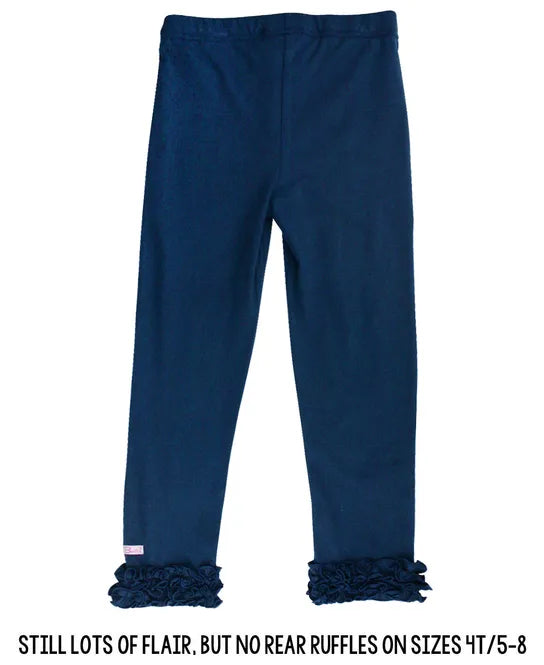 RuffleButts Navy Ruffled Leggings