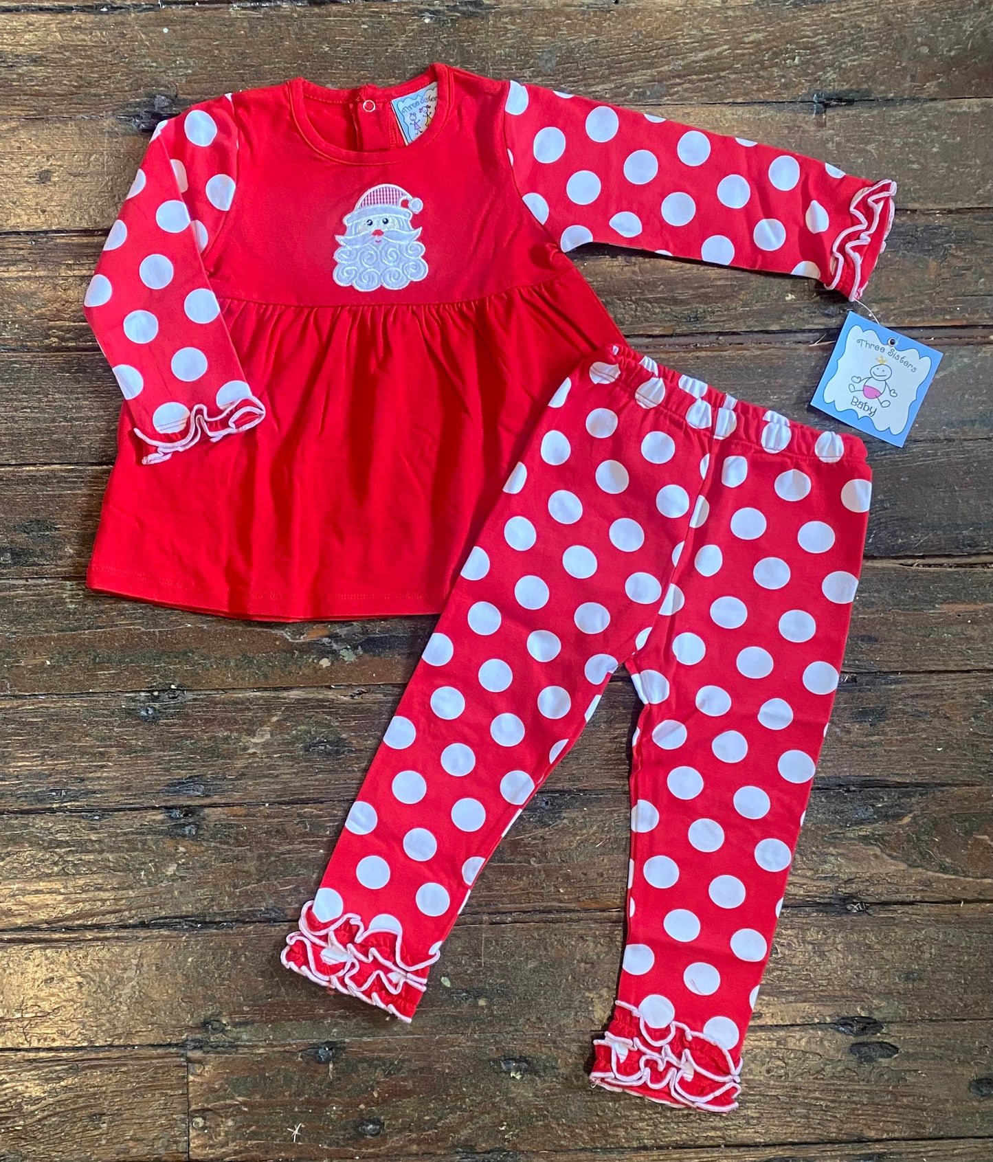 Three Sisters Santa Appliqué Girls Legging Set