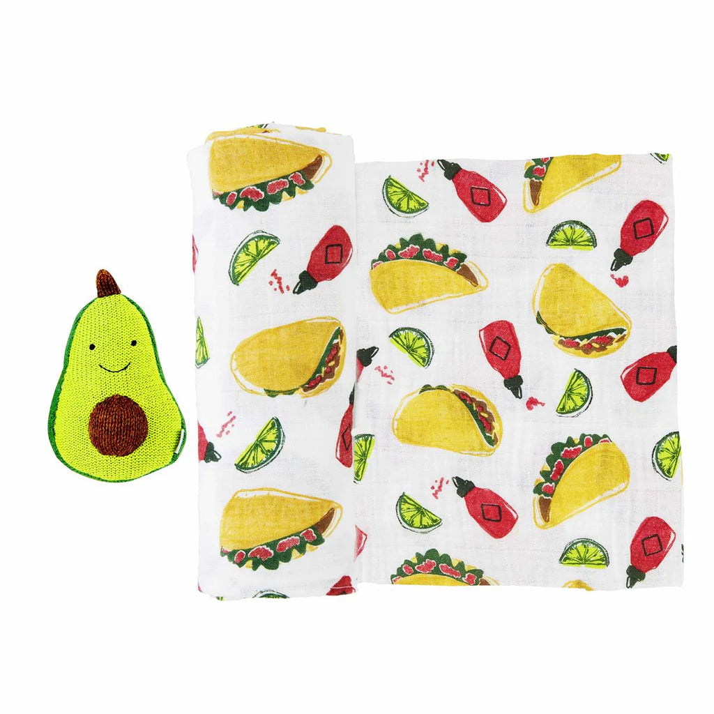 Mudpie Swaddle & Rattle Set