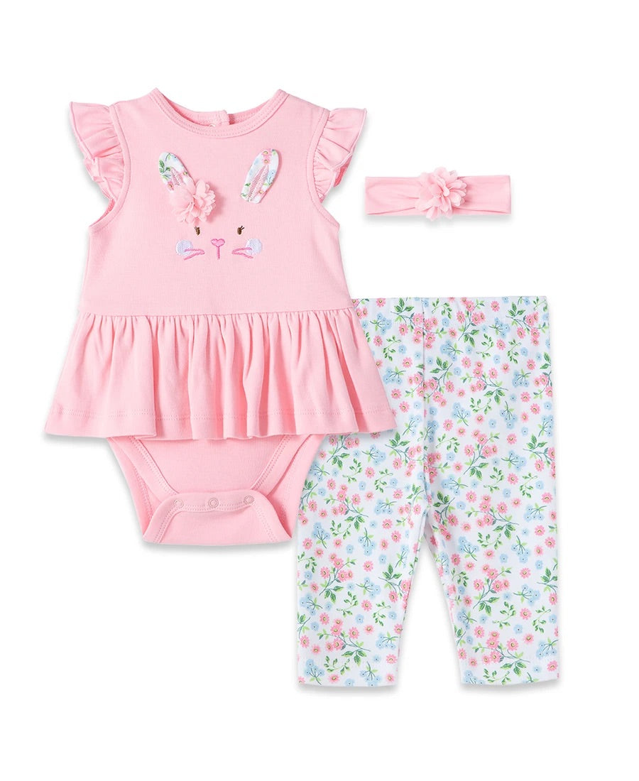 LM Pink Floral Bunny 2PC + HB Set