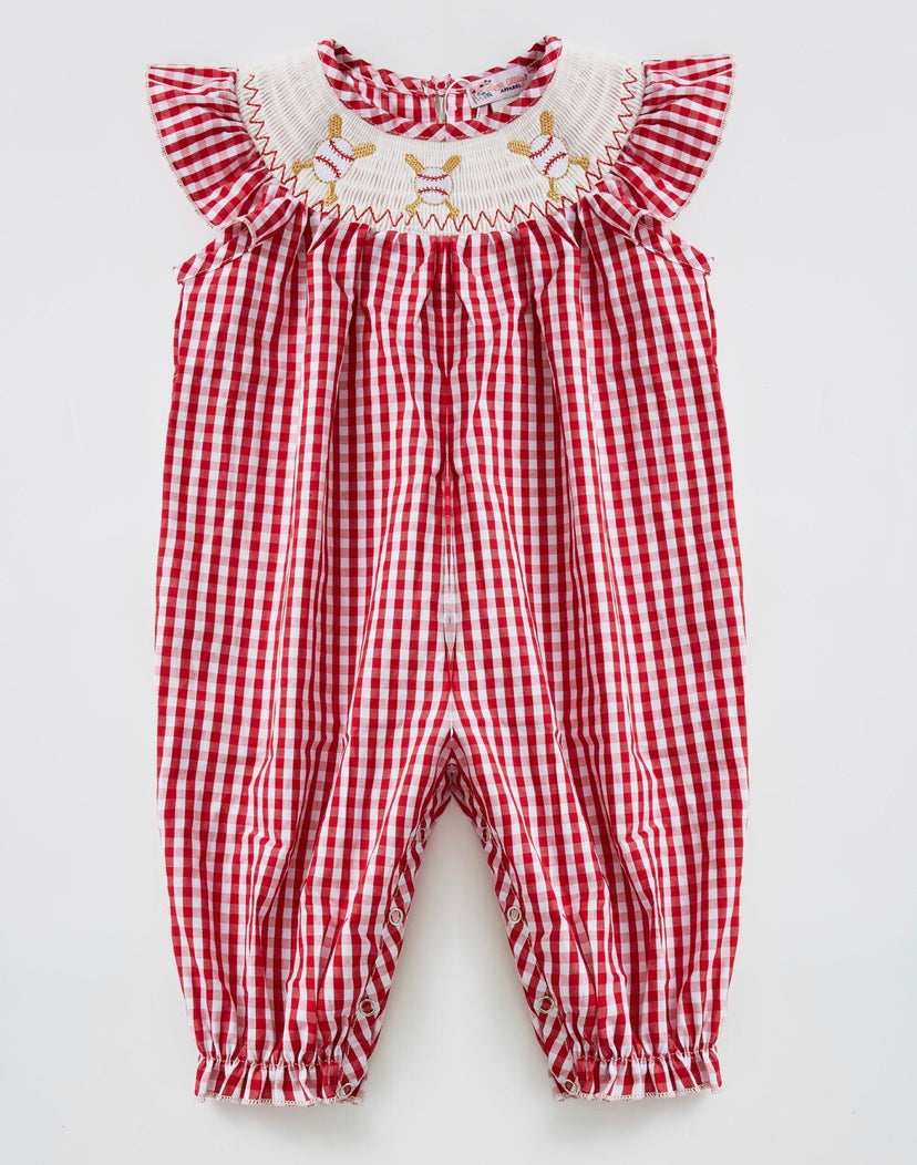 Smocked Baseball Romper