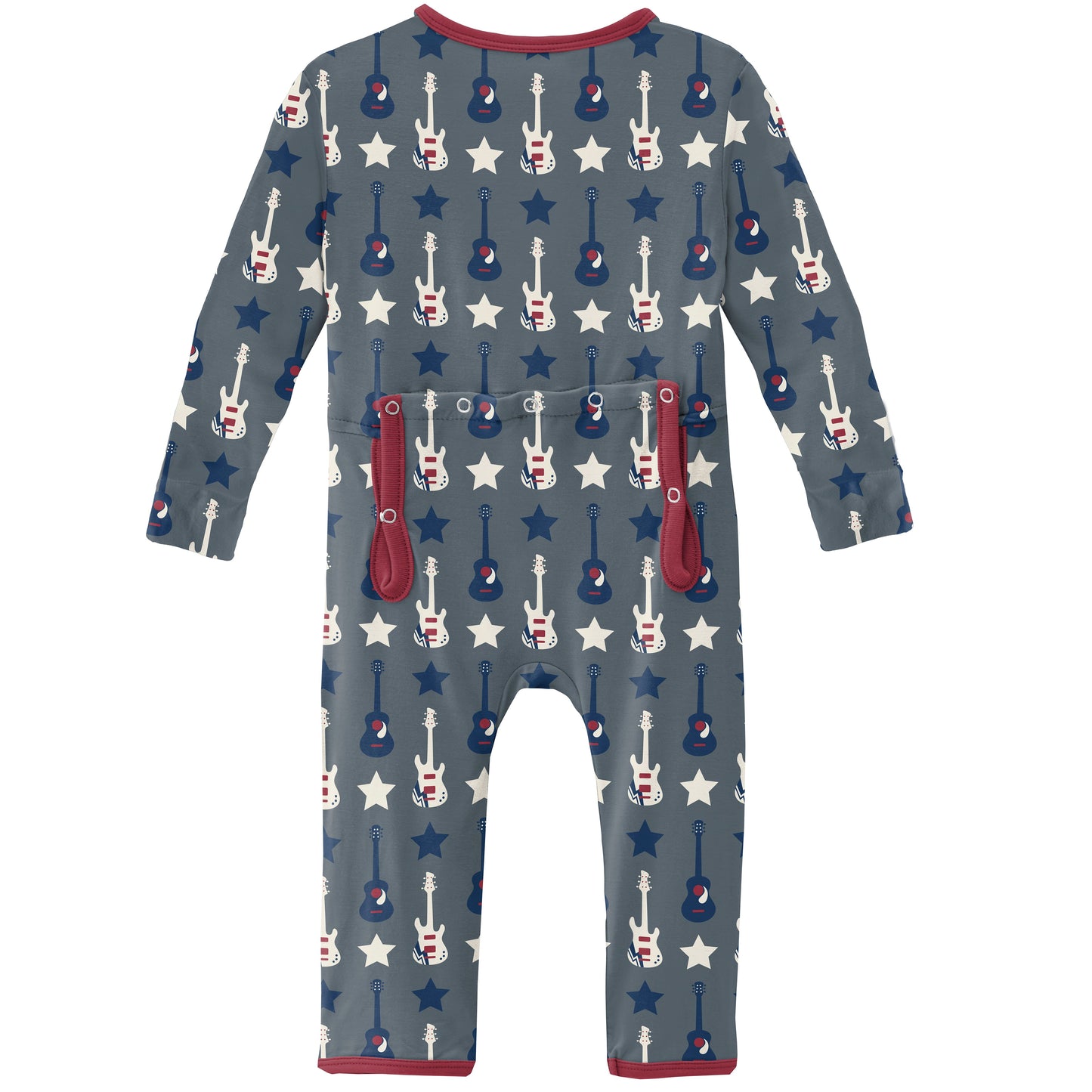Kickee Pants Slate Guitars and Stars Print Coverall with Zipper