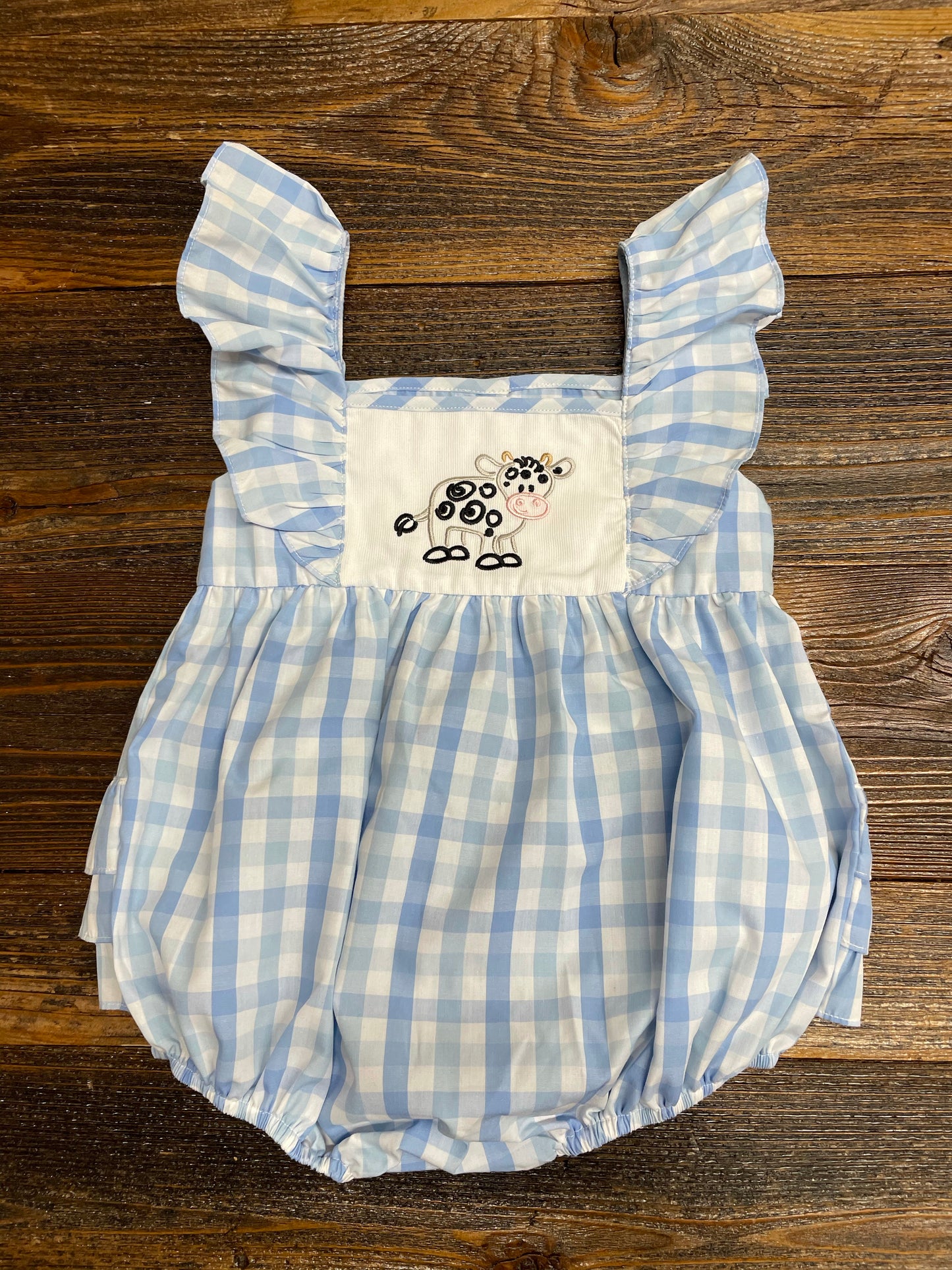 Three Sisters Stitched Cow Ruffle Bubble