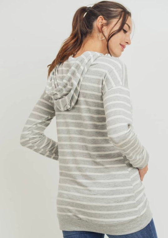 Rayon French Terry Striped Maternity/Nursing Hoodie
