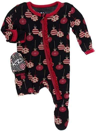 Kickee Pants Midnight Ornaments Ruffle Footie with Zipper