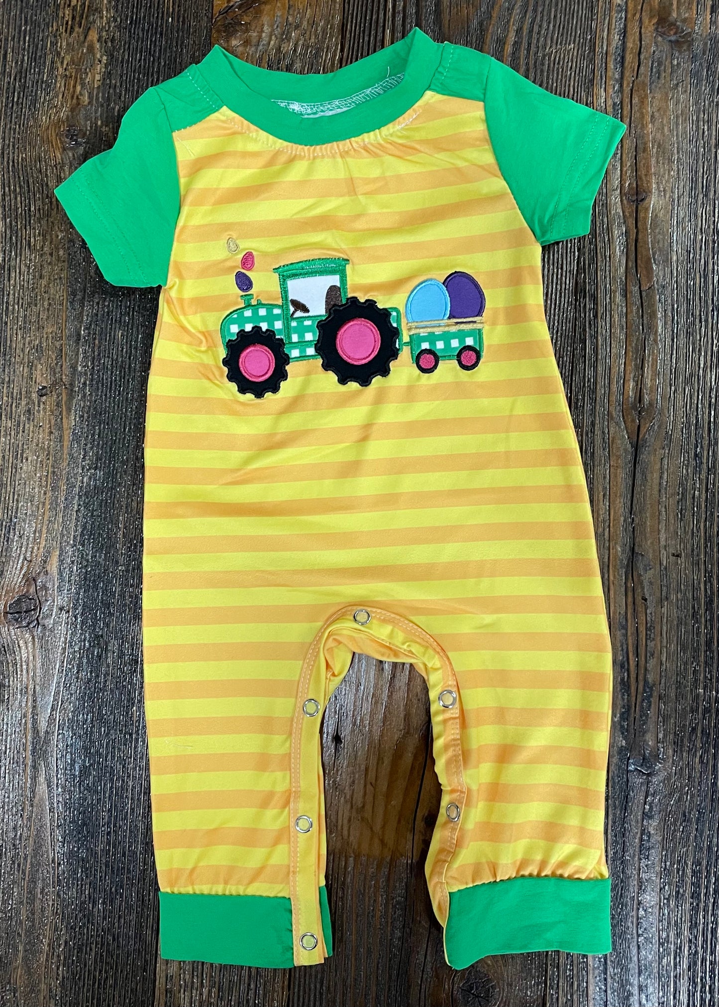Striped Tractor Egg Romper