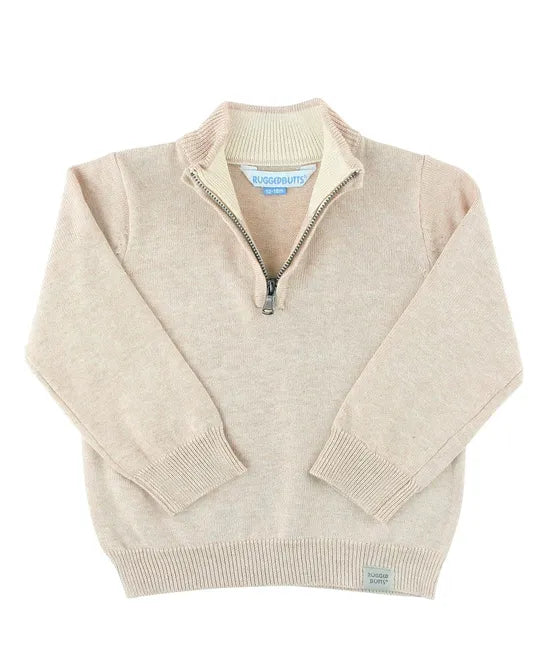 RuggedButts Heather Oatmeal Quarter Zip Sweater