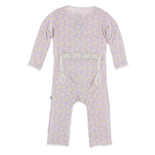 Kickee Pants Thistle Chamomile Print Muffin Ruffle Coverall with Zipper