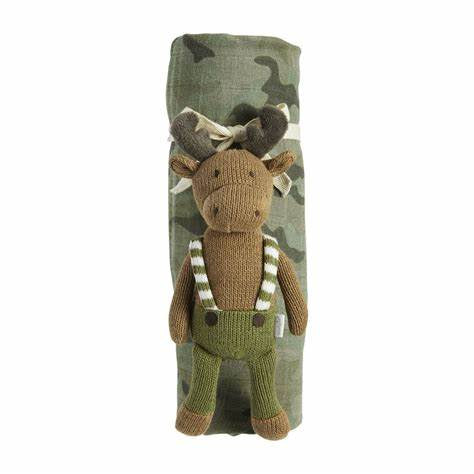 Mudpie Swaddle & Rattle Set