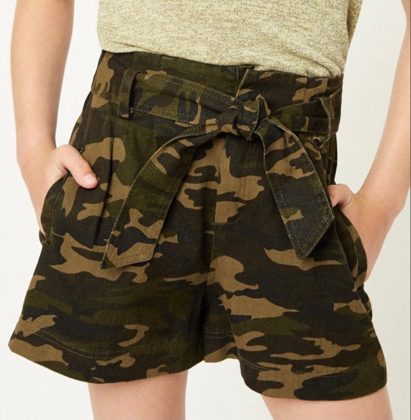 Hayden Girls Paperbag Camo Shorts 9090