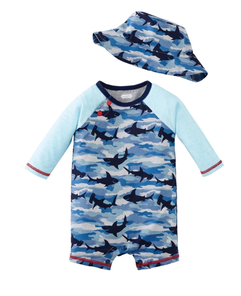 Mudpie Shark Camo Rashguard + Bucket Hat