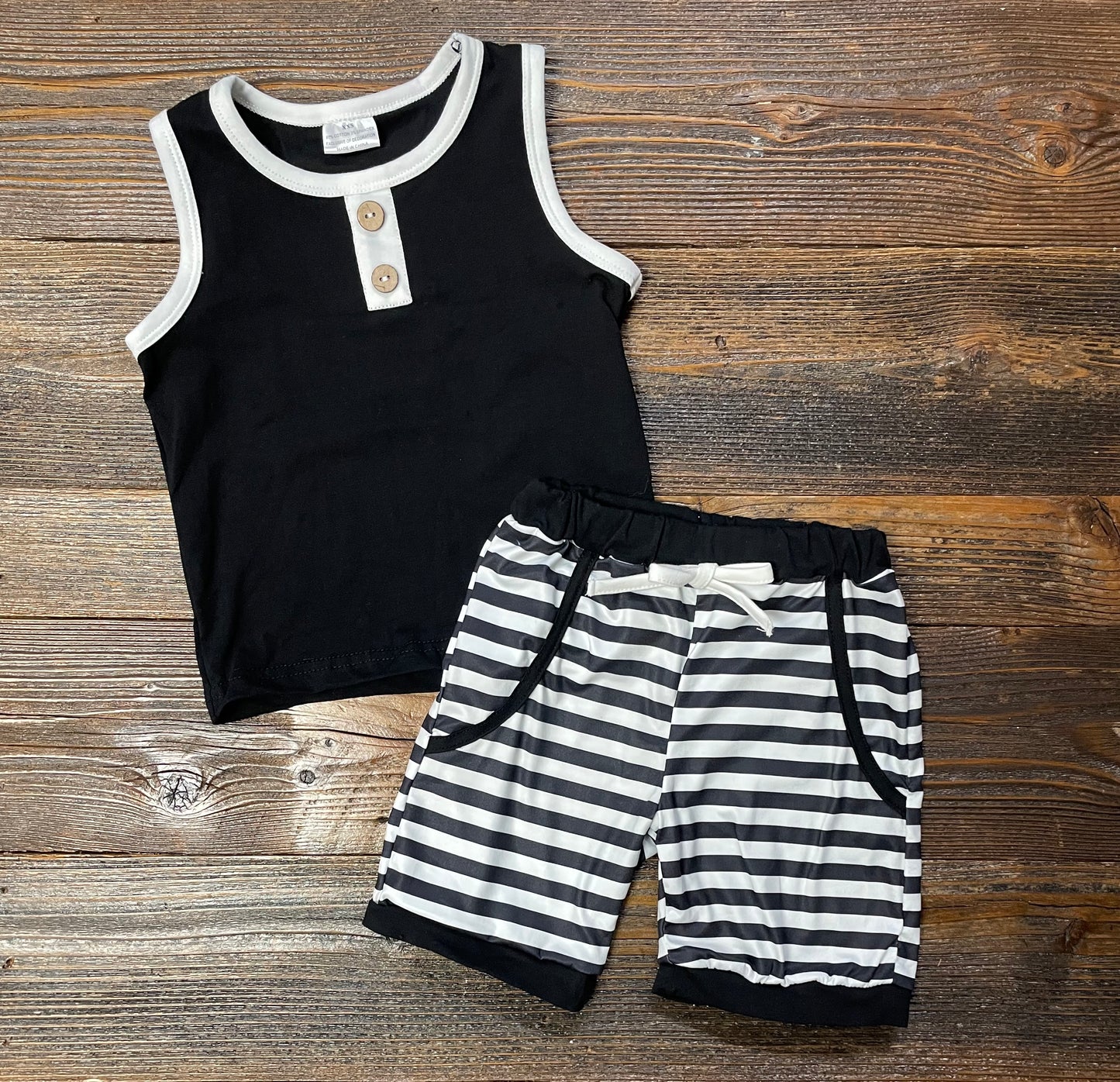 BW Striped Short Set