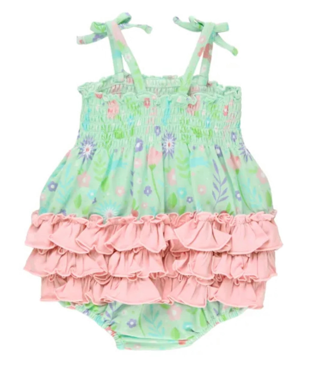 RuffleButts Some Bunny to Love Ruched Tie Bubble