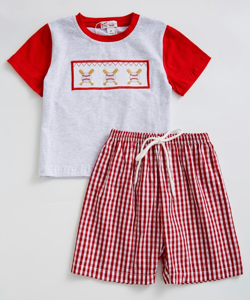 Smocked Baseball Short Set