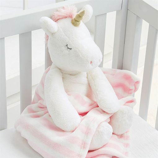Mudpie Unicorn Plush With Blanket